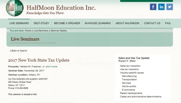 NY State Tax Update Continuing Education speaker